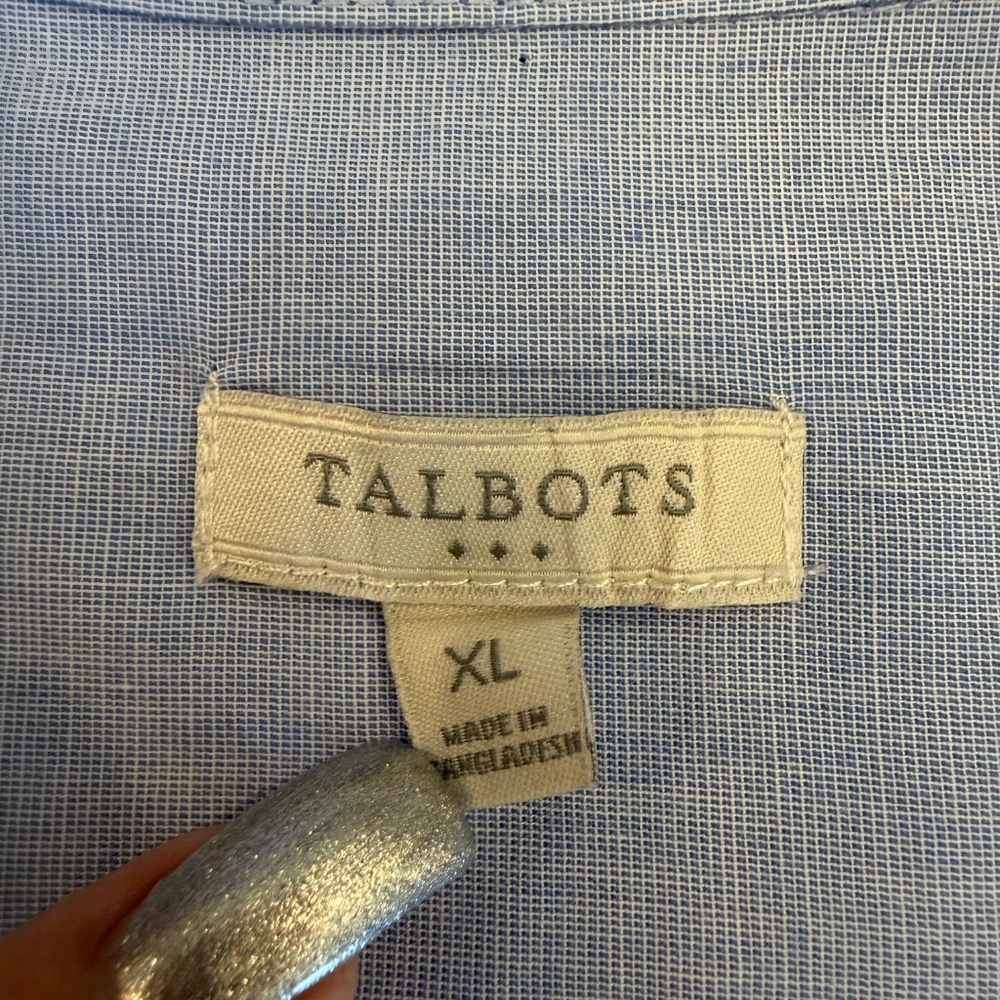 Talbots Women's Blue Long Sleeve Wrinkle Resistant Button Up Shirt, Size XL - Picture 7 of 10